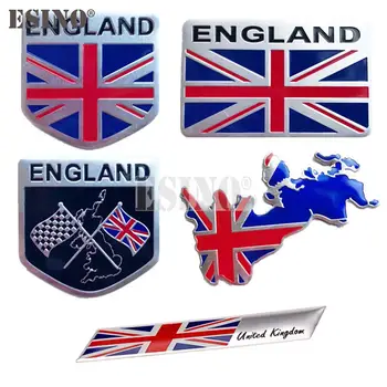  Стайлинг автомобиля Англия Национальный флаг 3D Металл Хром Алюминиевый сплав Декоративная эмблема Клейкая наклейка на значок Наклейка Наклейка Автоаксессуар