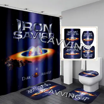 Iron Savior 3D-печатная занавеска для душа Водонепроницаемая занавеска для ванной комнаты Противоскользящий коврик для ванны Набор туалетных ковриков K02