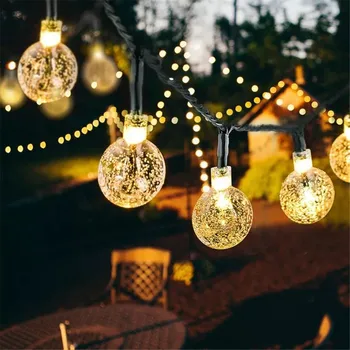 Новый солнечный светодиодный гирляндный светильник на открытом воздухе водонепроницаемый хрустальный шар лампа рождественская гирлянда волшебные огни для украшения сада для вечеринки