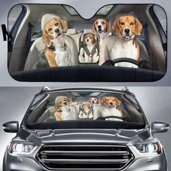  Beagle Family Funny Safe Driver Auto Солнцезащитный козырек Автомобильные аксессуары, лобовое стекло, Индивидуальный солнцезащитный козырек с рисунком животных,