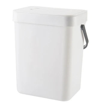  1,3 галлона Кухонный компостный мусорный бак с крышкой под раковиной Контейнер для пищевых отходов Маленький и легкий мусорный бак в ванной комнате белый