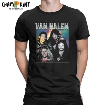 Мужская футболка в винтажном стиле Van Halen Rock Band 100% хлопок Одежда Винтажная футболка с коротким рукавом и круглым вырезом Футболки с принтом