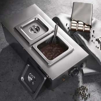  Коммерческая печь для плавления шоколада Процессор Двухцилиндровый шоколадный нагревательный горшок Машина для плавления шоколада