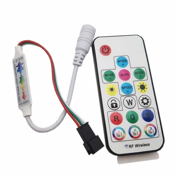 WS2812B WS2811 5050 RGB Светодиодная лента Музыкальный контроллер MINI 17Keys RF Remote Control 370Смена режимов DC/USB DC5-24V