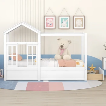 Кровать для хранения вещей с выдвижными ящиками, прекрасная кровать с планками, детская кровать в спальне, детская кроватка, односпальная кровать