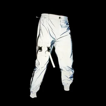 Techwear Мужские брюки-карго Светоотражающие боковые молнии в стиле хип-хоп Комбинезон с несколькими карманами Брюки Harajuku Отражают свет Pantalones Hombre