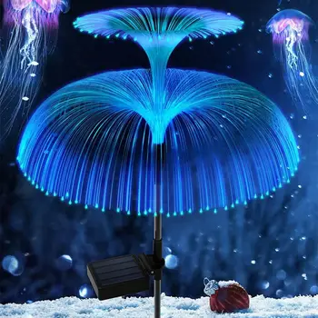  На открытом воздухе Солнечные светодиодные медузы Солнечная энергия Креативная солнечная медуза Световой декор пути Волоконно-оптические солнечные светодиодные садовые фонари