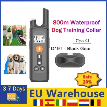  800 м Электрический ошейник для дрессировки собак Легкий водонепроницаемый пульт дистанционного управления для домашних животных с ударной вибрацией Звуковые функциональные ошейники более 3 месяцев
