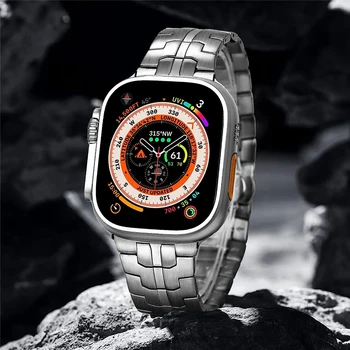 Ремешок из нержавеющей стали для ремешка Apple Watch 45 мм Ultra2 49 мм 41 мм 40 мм 44 мм Металлический браслет для iwatch Series 9 8 7 6 5