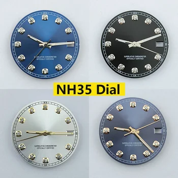 NH35 Циферблат Алмазные часы S Циферблат Нет Светящийся Лицо Руки Мод Детали для Datejust NH36 Автоматический механизм Часы Аксессуары
