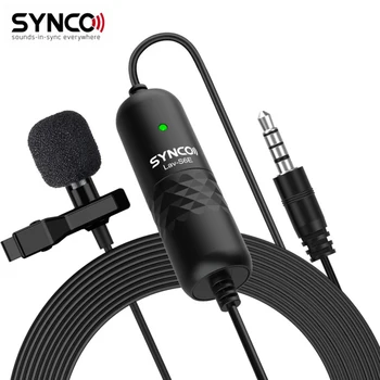 SYNCO Lav-S6E Профессиональный петличный микрофон Всенаправленный конденсатор Петличный микрофон Автоматическое сопряжение 6 м / 19,7 длинный кабель
